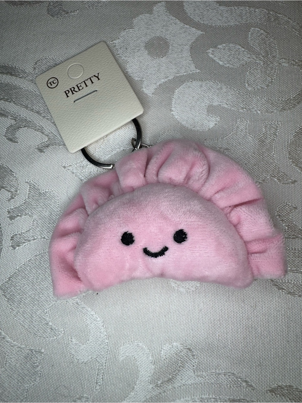 NWT Pretty light pink plush dumpling keychain bag charm